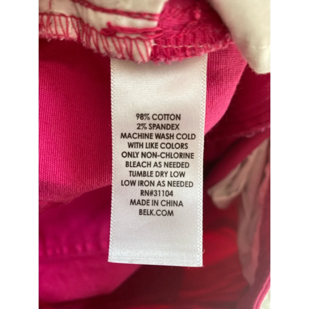 Crown & Ivy Bougainvillea Pink Skinny Jeans Pants Bright Coastal Vaca Resort Y2K - Picture 6 of 8